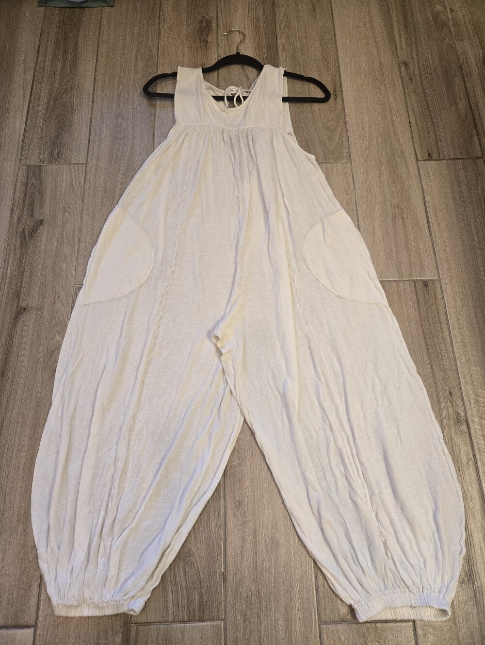 Free People Beach Cream Jumpsuit, S